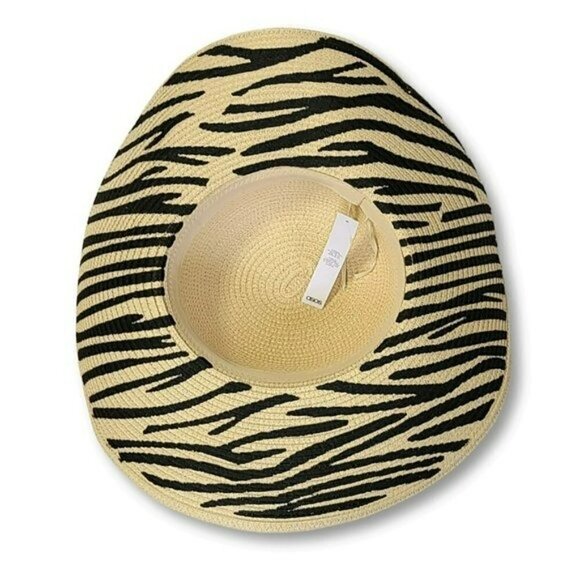 NWT Asos Animal Print Wide Brim Beach Summer Straw Floppy Sun Hat - Picture 4 of 5